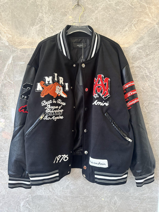 Amiri Varsity Tiger Embroidered Jacket – Black