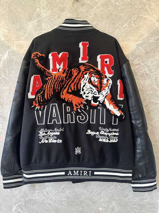 Amiri Varsity Tiger Embroidered Jacket – Black