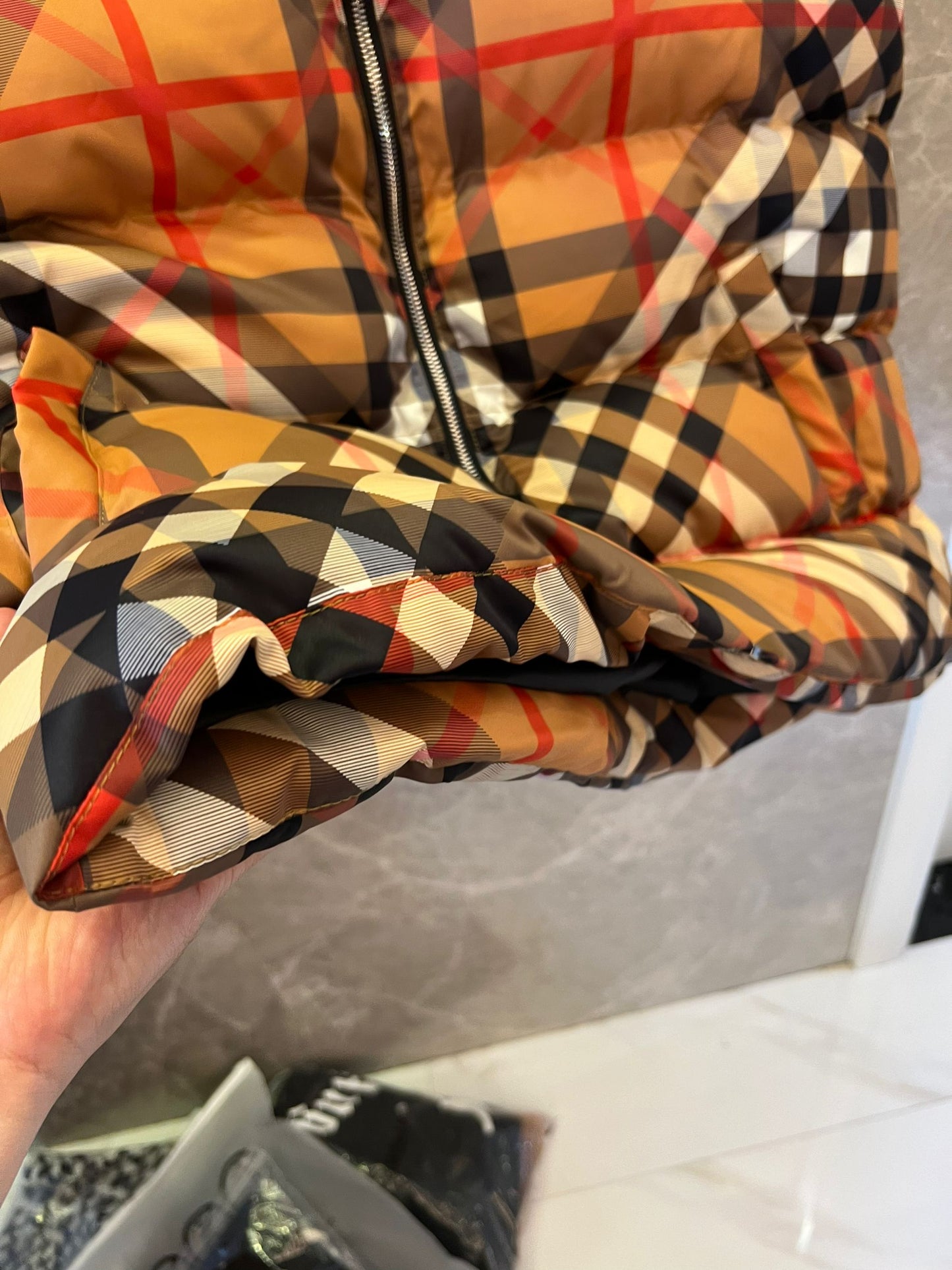 Burberry Vintage Check Quilted Down Vest in Classictan