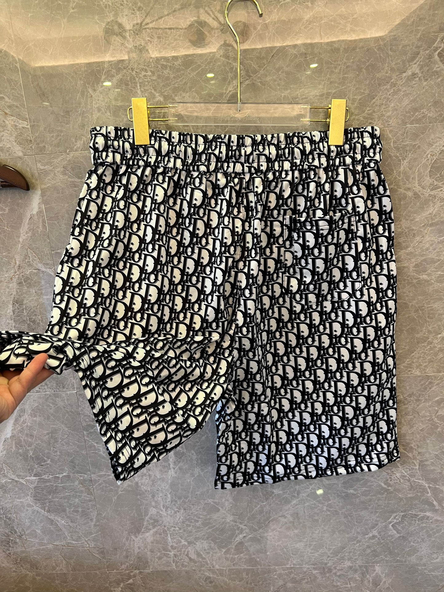 Shorts com cordão e padrão monograma Dior