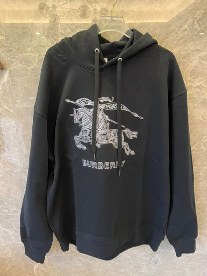 Burberry Black Hoodie with Classic Equestrian Knight Logo