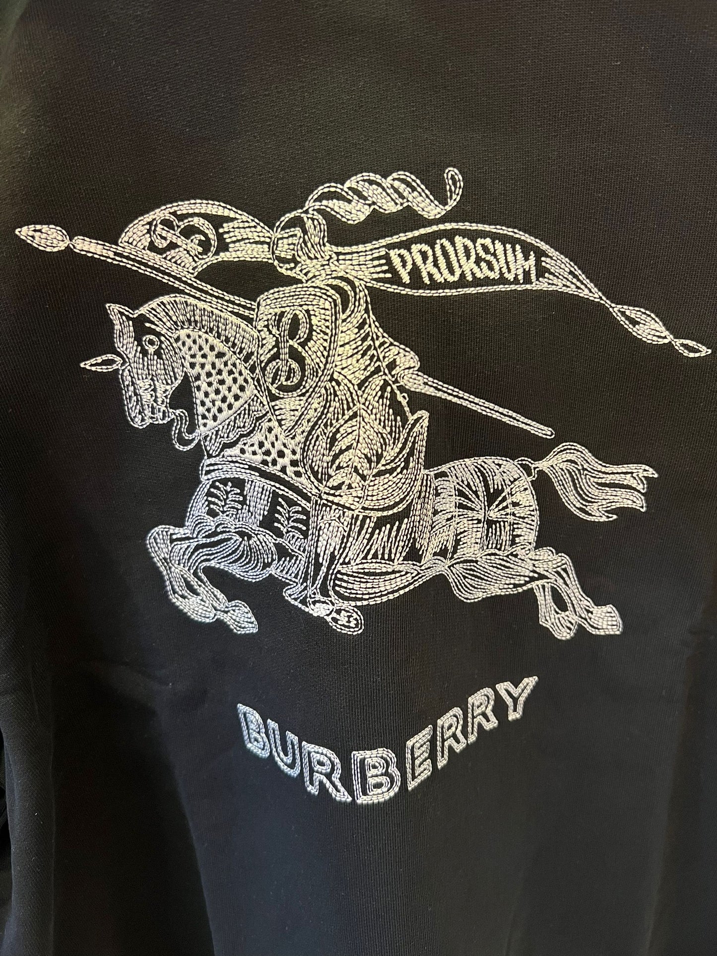 Burberry Black Hoodie with Classic Equestrian Knight Logo