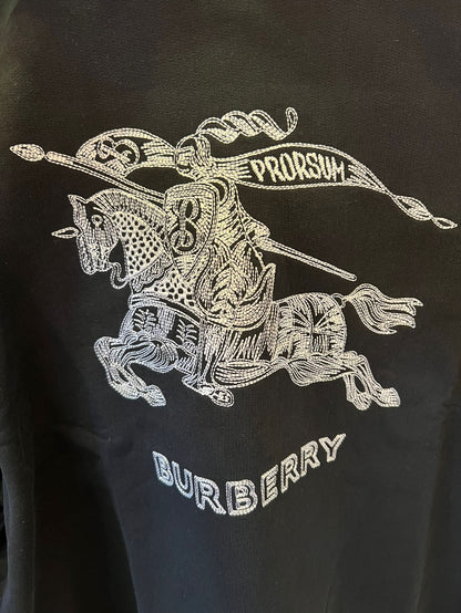 Burberry Black Hoodie with Classic Equestrian Knight Logo