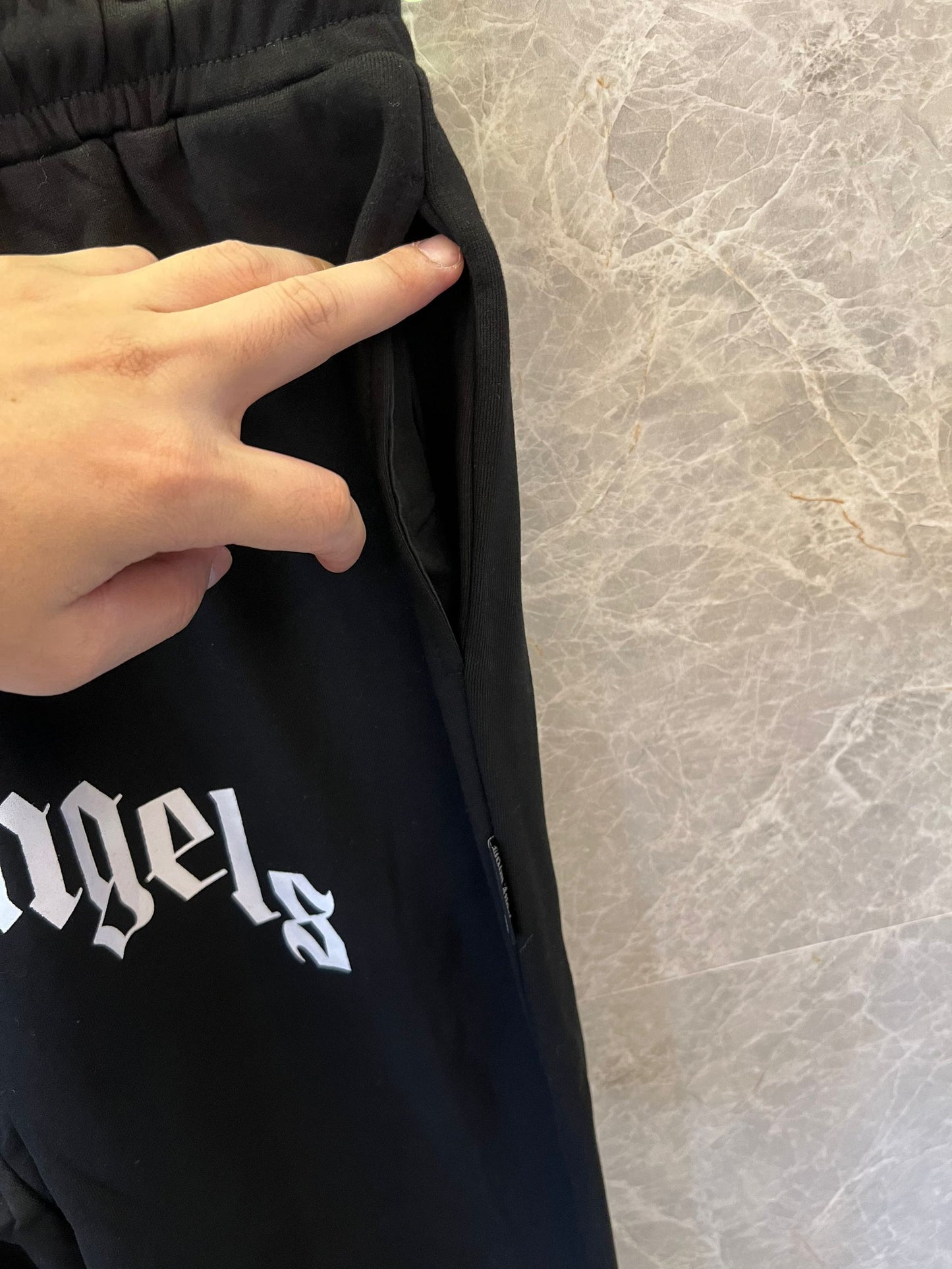 Palm Angels black cottonsweatpants with signature logo design