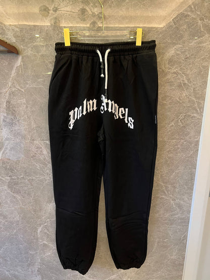 Palm Angels black cottonsweatpants with signature logo design