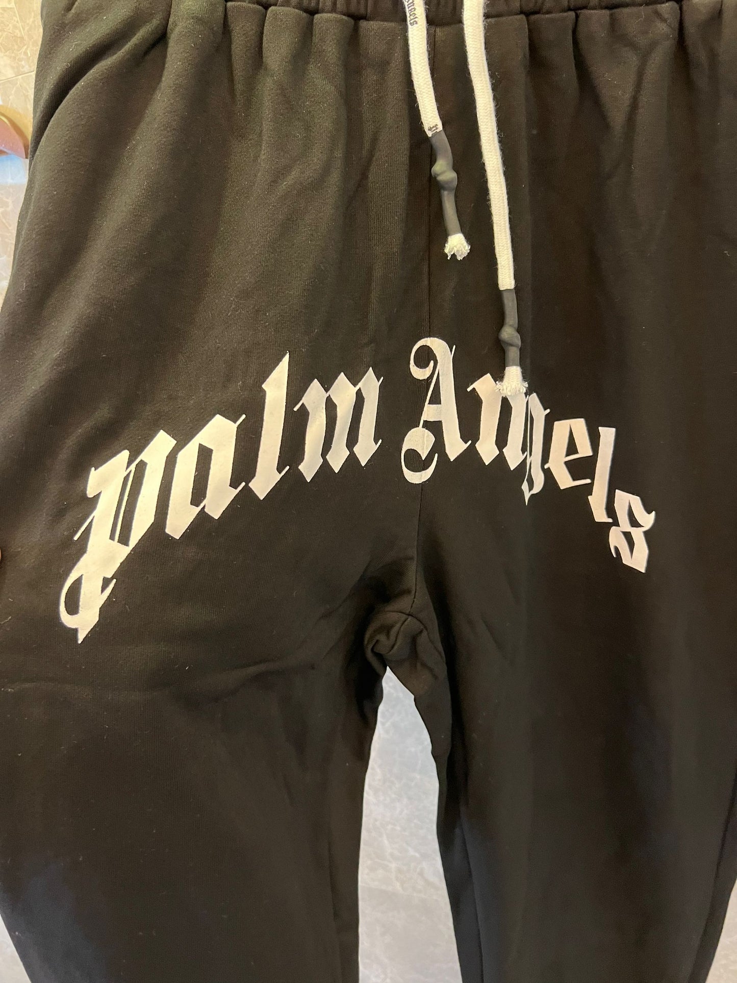 Palm Angels black cottonsweatpants with signature logo design