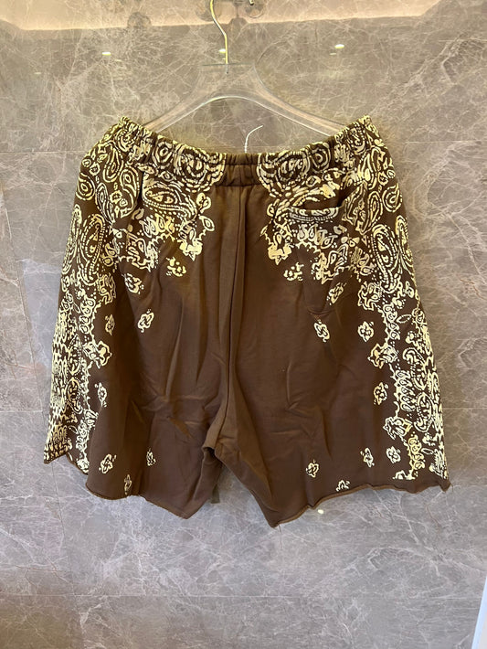 Amiri Brown Bandana-Patterned Casual Shorts