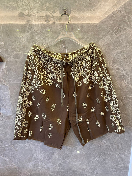 Amiri Brown Bandana-Patterned Casual Shorts