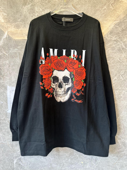 Amiri Skull and Roses Graphic Long Sleeve T-shirt