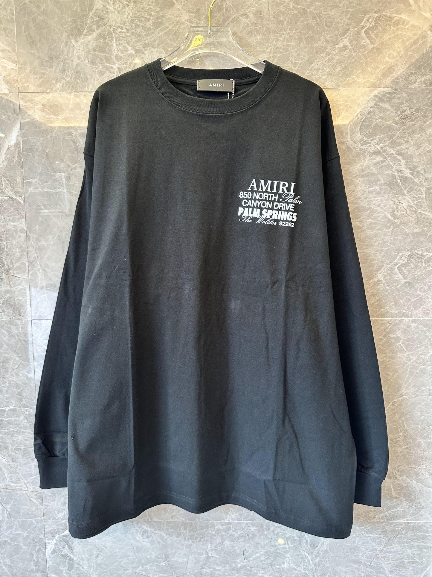 Amiri Palm Springs Long Sleeve Tee with Pink Cross Design