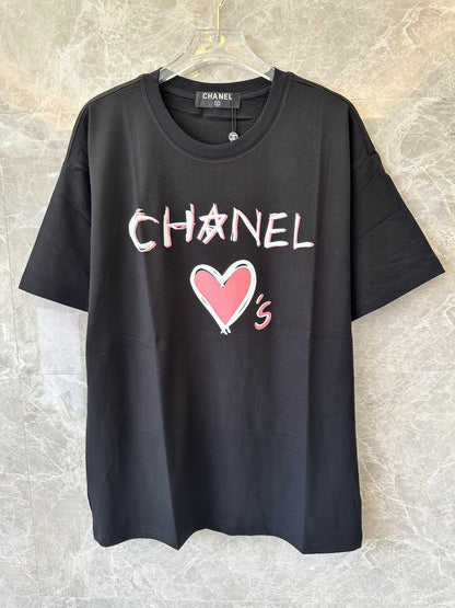 Chanel Black Heart Graphic T-shirt