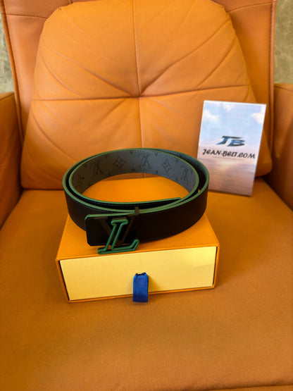 Cinturón Eclipse con monograma de Louis Vuitton y hebilla LV verde