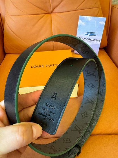Cinturón Eclipse con monograma de Louis Vuitton y hebilla LV verde