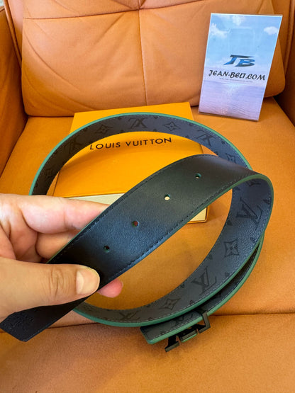 Cinturón Eclipse con monograma de Louis Vuitton y hebilla LV verde