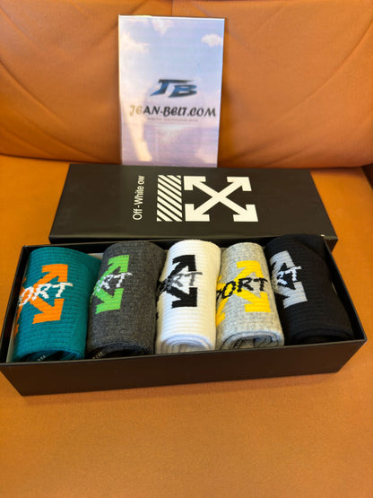 Conjunto de meias com logotipo esportivo Off-White – multicolorido (5 pares)