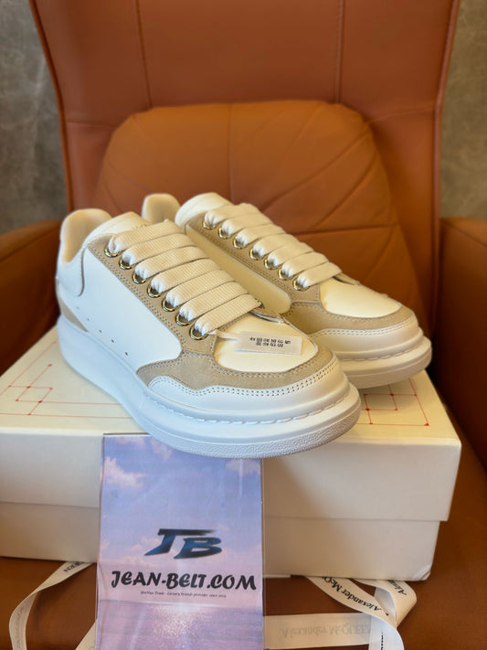 Alexander McQueen Oversized Sneakers in Beige and White Leather