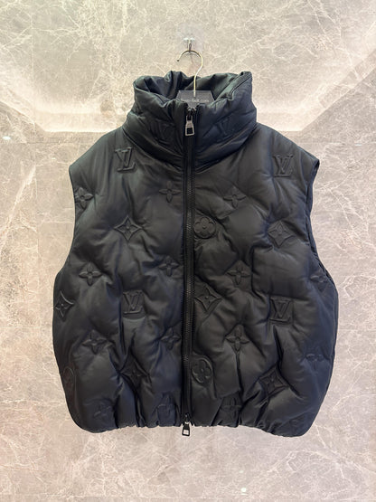 Louis Vuitton Black Embossed Monogram Quilted Leather Vest