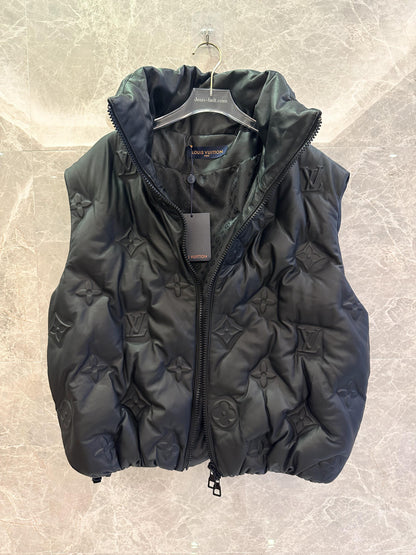 Louis Vuitton Black Embossed Monogram Quilted Leather Vest
