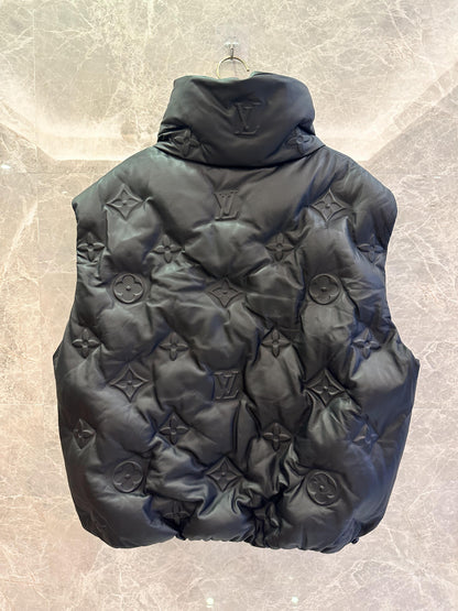 Louis Vuitton Black Embossed Monogram Quilted Leather Vest