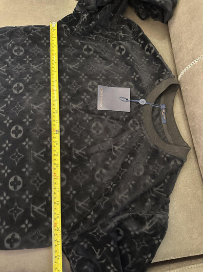 Conjunto de moletom e calça de moletom de veludo com monograma Louis Vuitton