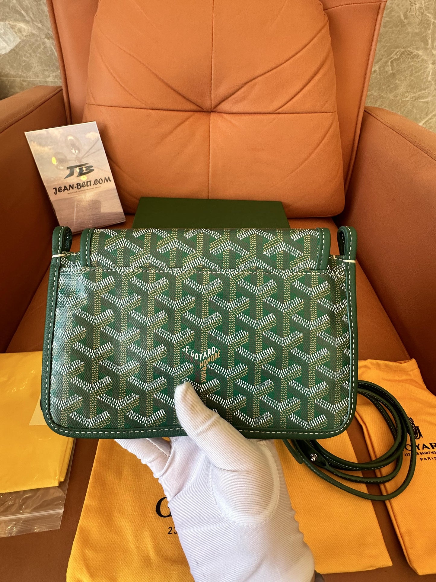 Bolso bandolera Goyard de piel de becerro estilo poni verde