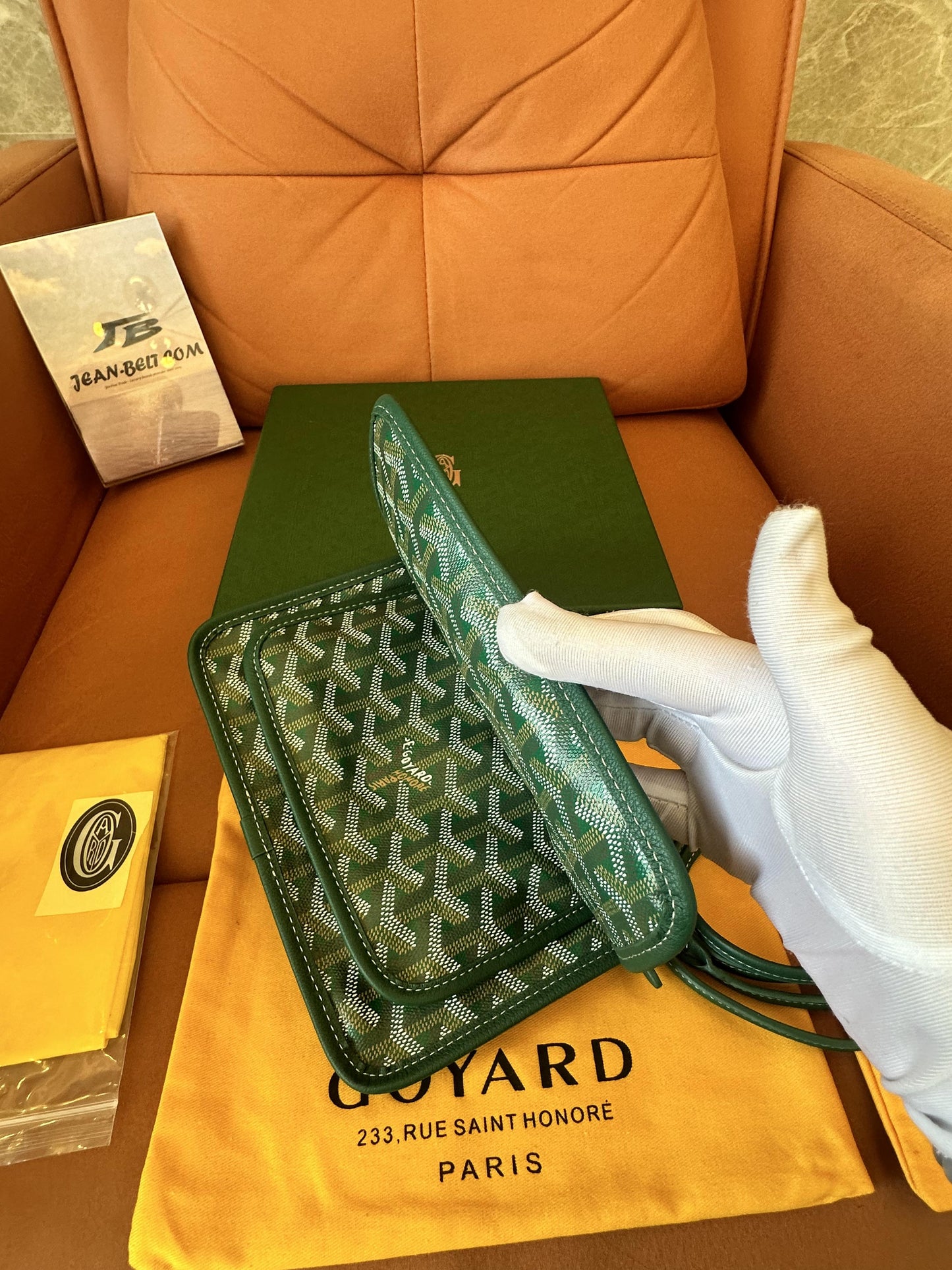 Bolso bandolera Goyard de piel de becerro estilo poni verde