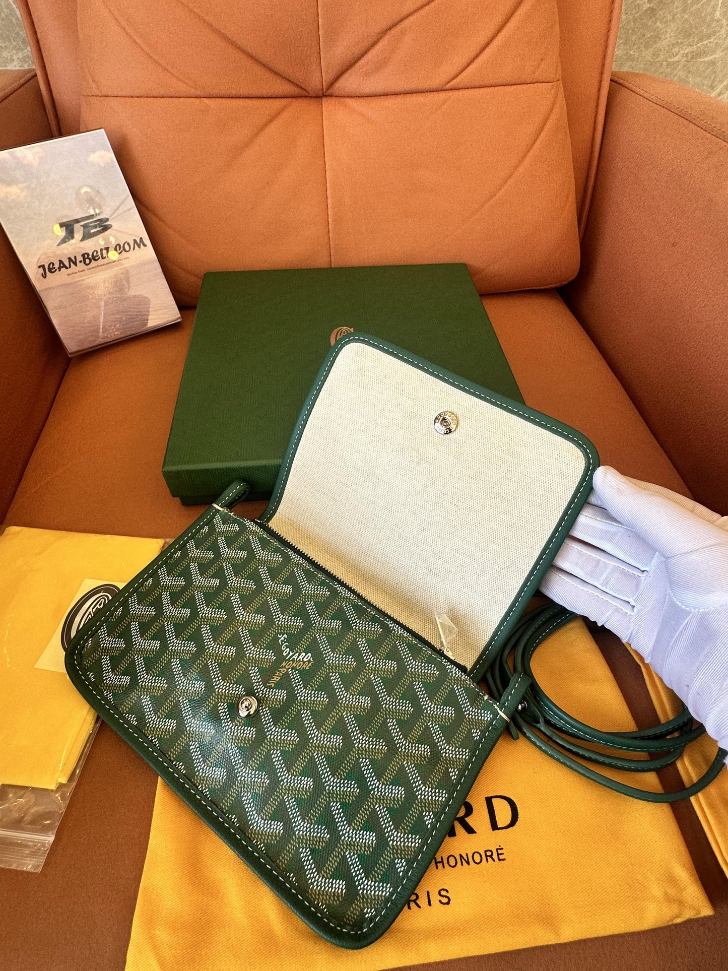 Bolso bandolera Goyard de piel de becerro estilo poni verde