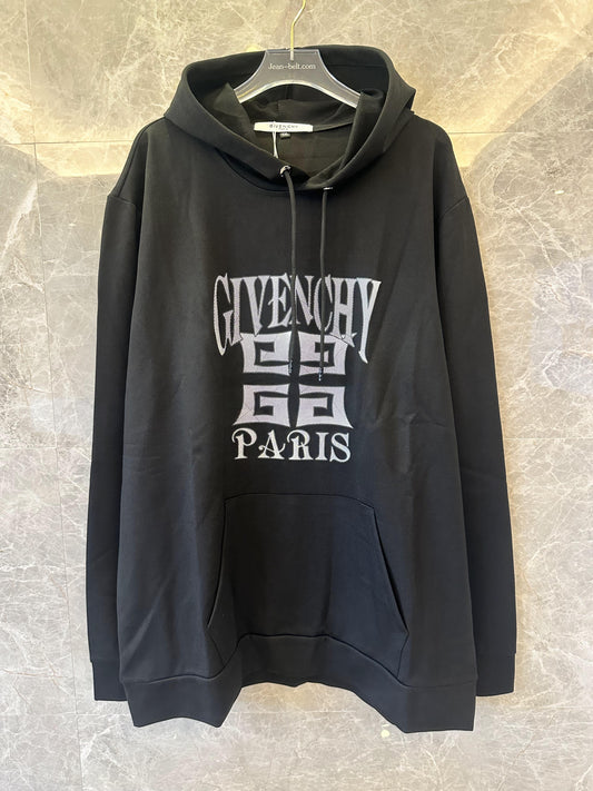 Sudadera con capucha negra con el logotipo de Givenchy París bordado