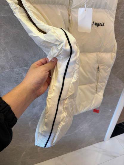 Chaleco acolchado blanco con logotipo de Palm Angels