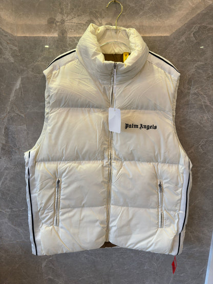 Chaleco acolchado blanco con logotipo de Palm Angels