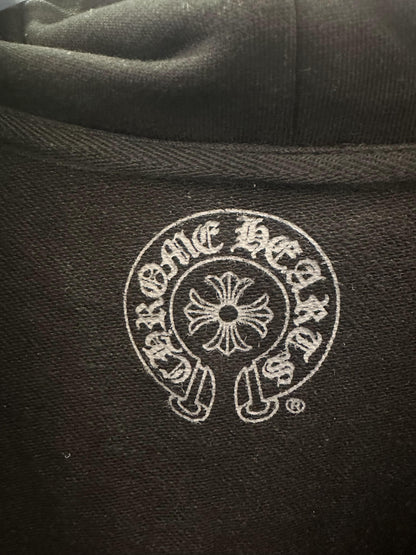Moletom com capuz preto Chrome Hearts com zíper e estampa de cruz vermelha