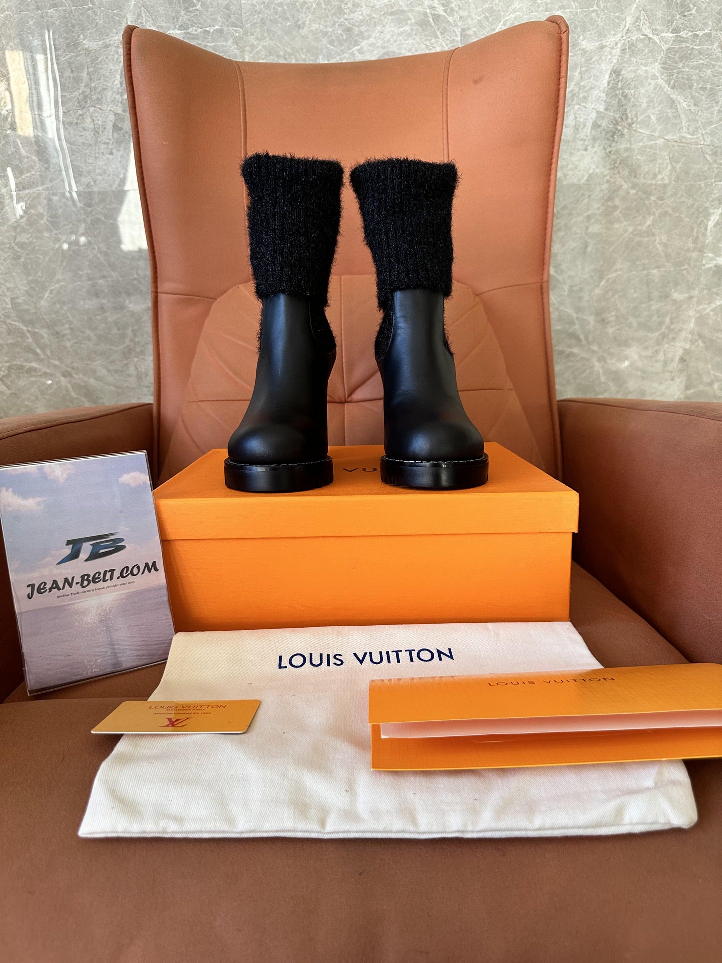 Botas meia com estampa gráfica Louis Vuitton Lerther