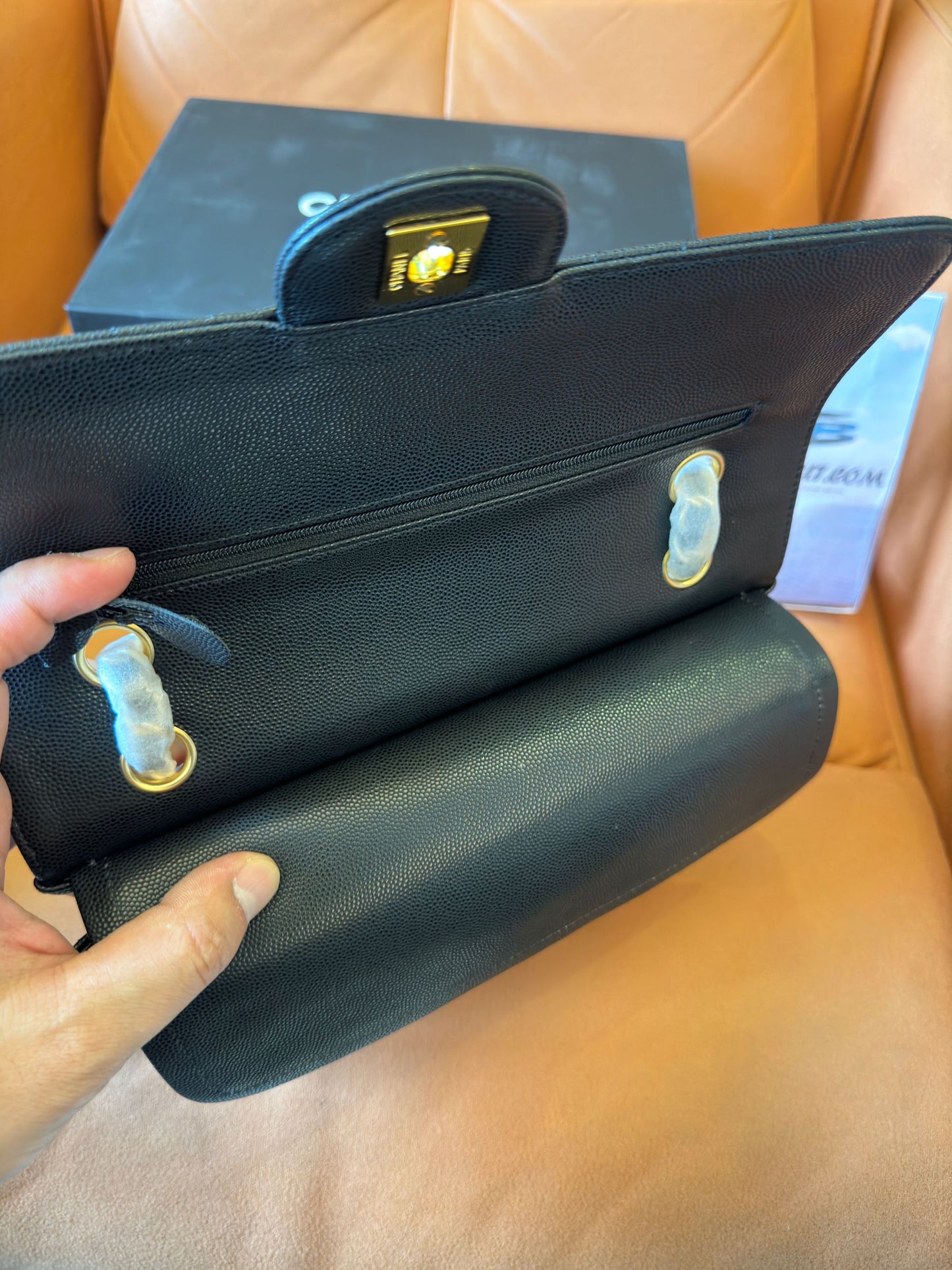 Chanel Classic Small Black Chevron Caviar Flap Bag