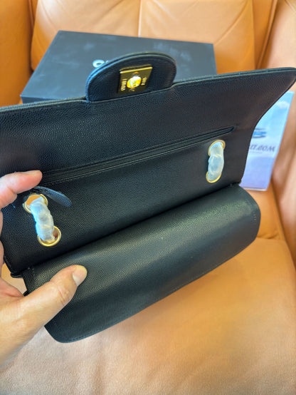 Chanel Classic Small Black Chevron Caviar Flap Bag