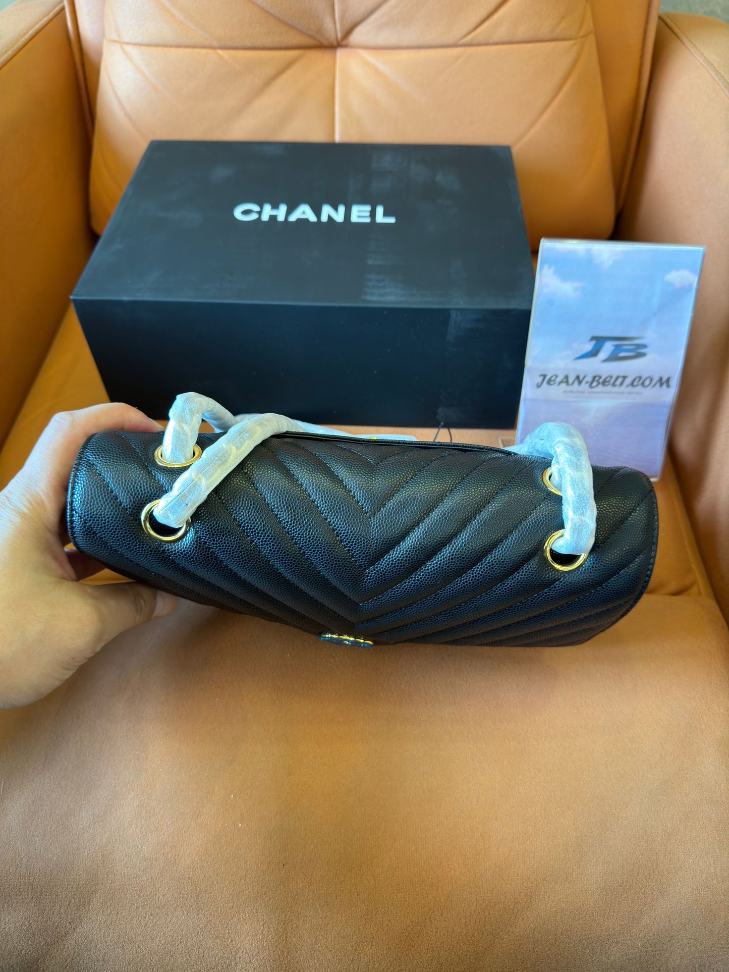 Chanel Classic Small Black Chevron Caviar Flap Bag