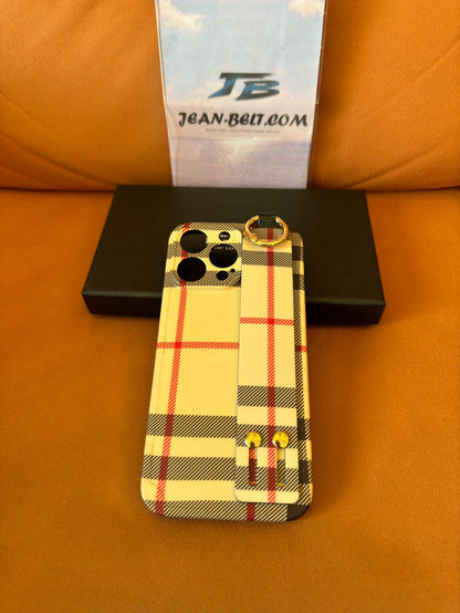 Funda clásica de piel a cuadros de Burberry para iPhone