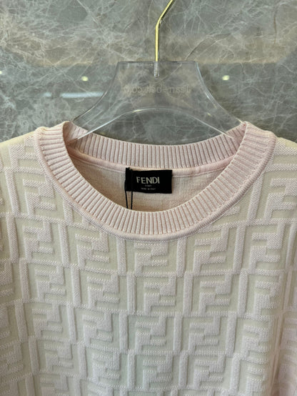 Vestido de punto con monograma en relieve de Fendi - rosa suave