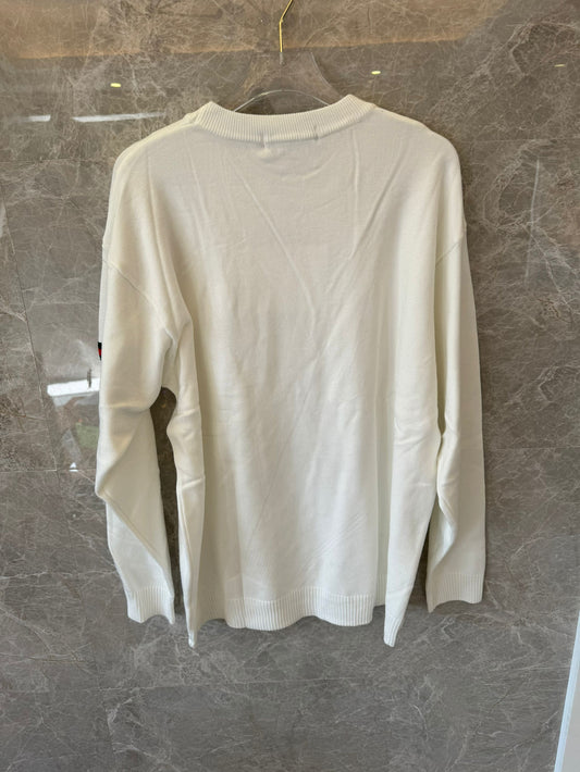 Camisola Christian Dior cor marfim bordada com abelha e detalhes às riscas