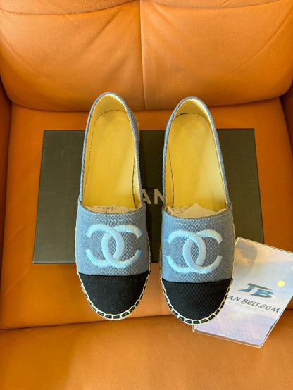 Chanel Espadrille Black Blue Tweed