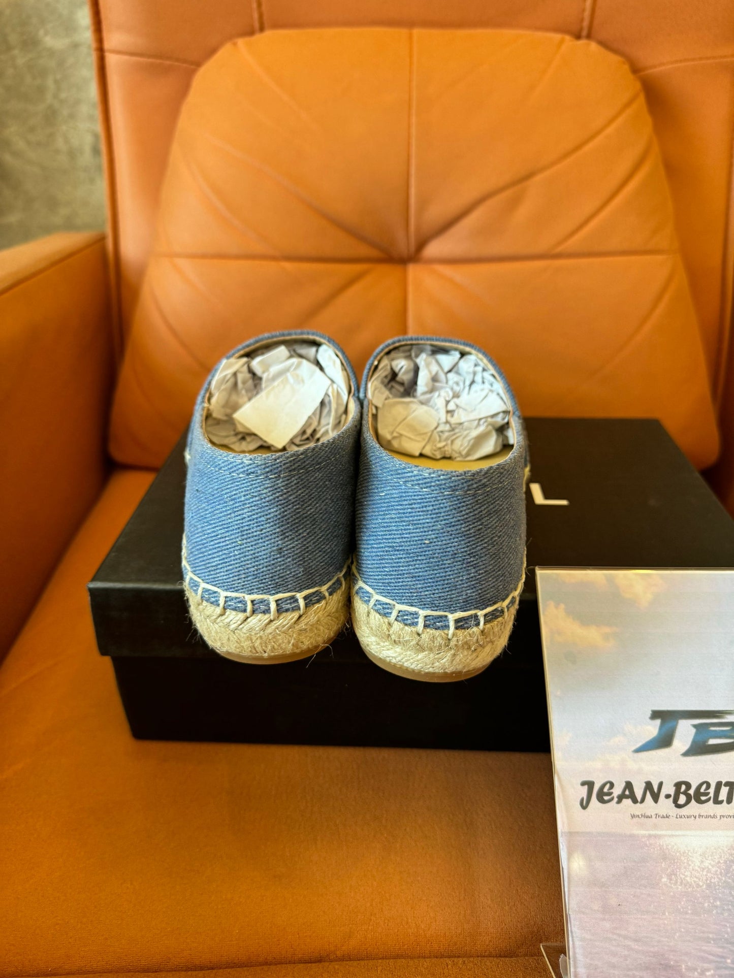 Chanel Espadrille Black Blue Tweed