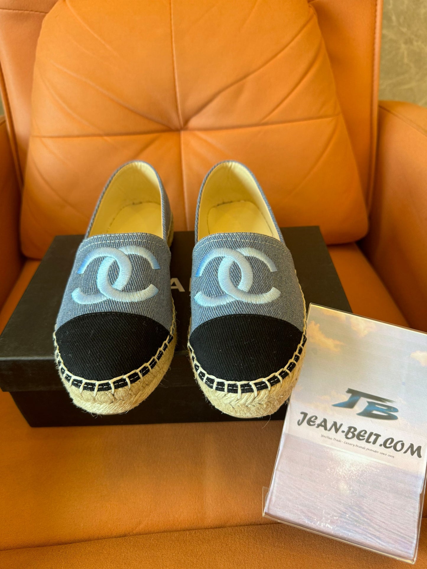 Chanel Espadrille Black Blue Tweed