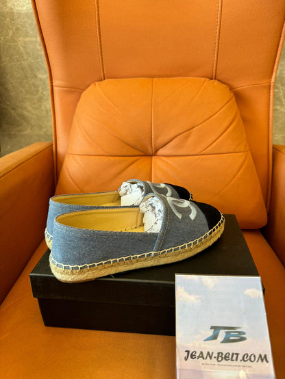 Chanel Espadrille Black Blue Tweed