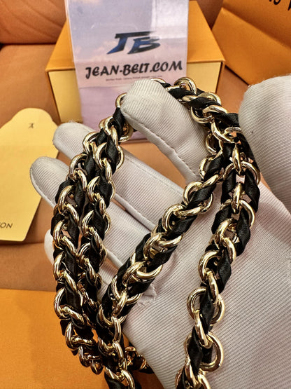 Cinto de couro com corrente Louis Vuitton