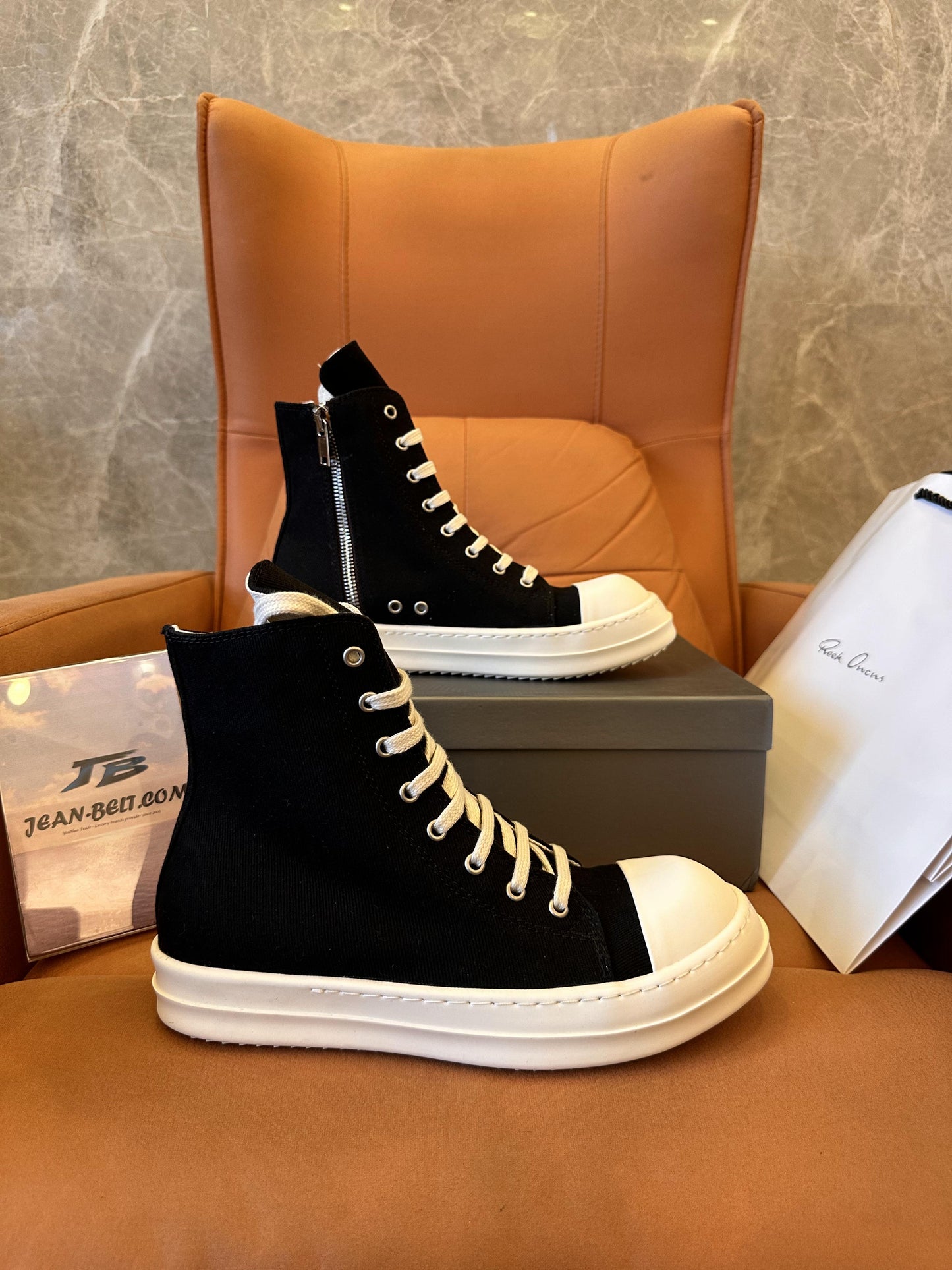 Tênis de lona cano alto preto Rick Owens DRKSHDW