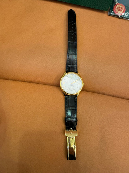 Rolex Cellini 50509 18K gold leather strap automatic watch