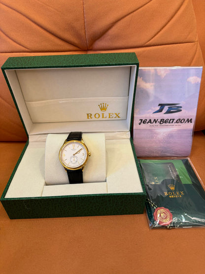 Rolex Cellini 50509 18K gold leather strap automatic watch