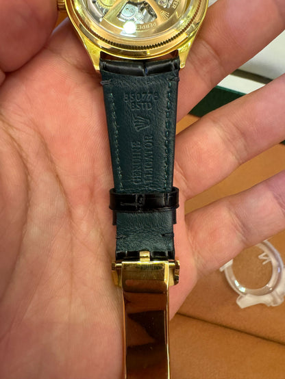 Rolex Cellini 50509 18K gold leather strap automatic watch