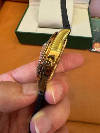 Rolex Cellini 50509 18K gold leather strap automatic watch