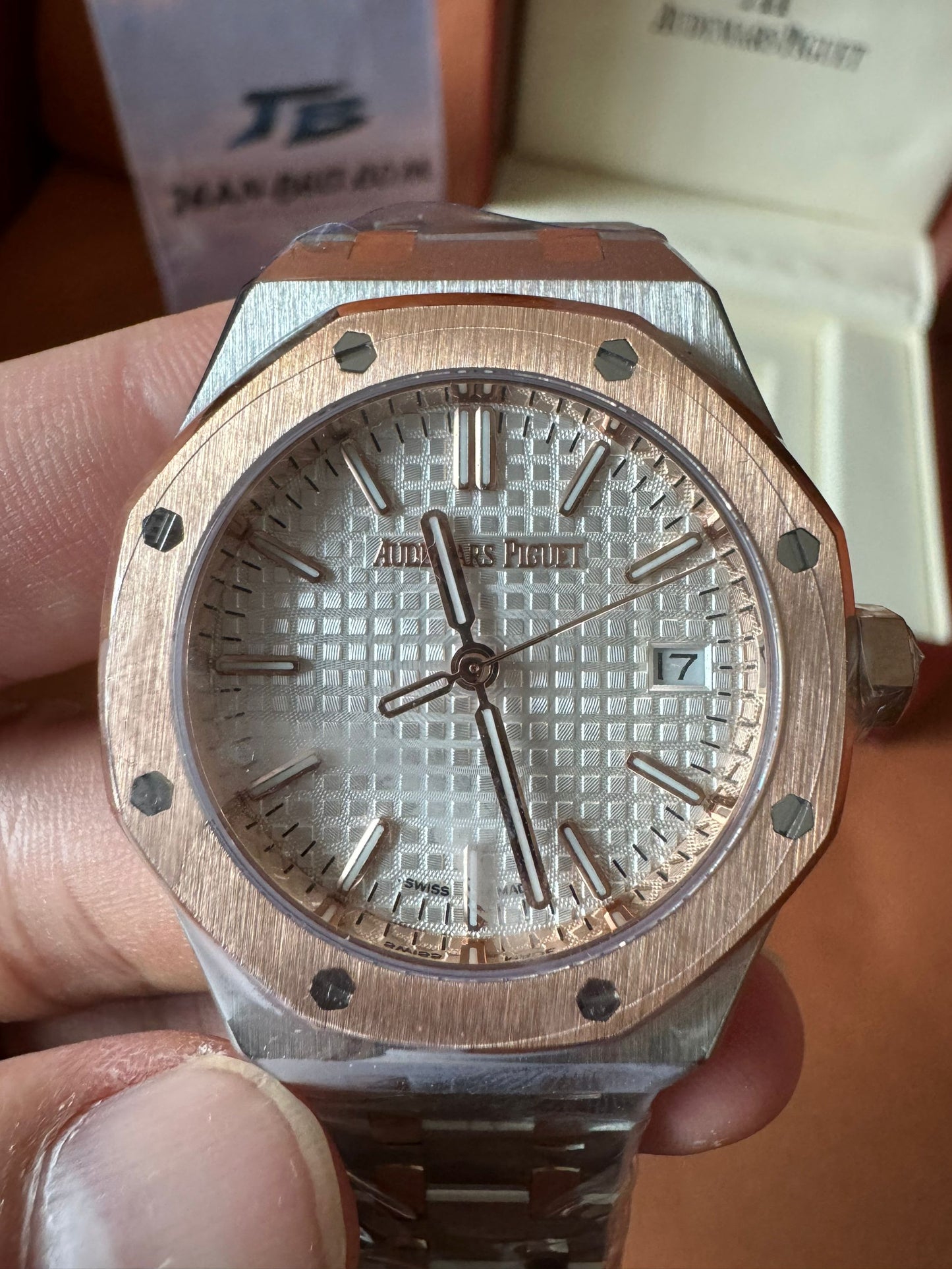 Audemars Piguet Royal Oak silver dial stainless steel & rose gold watch