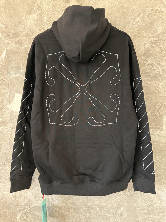 Off-White signature black hoodie with embroidered arrows